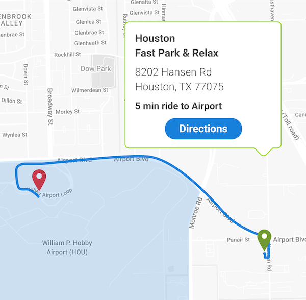 Your Houston HOU Airport Parking Solution Map